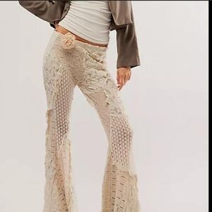 Free People Soft Shock Patchwork Flare Pants  L No tags